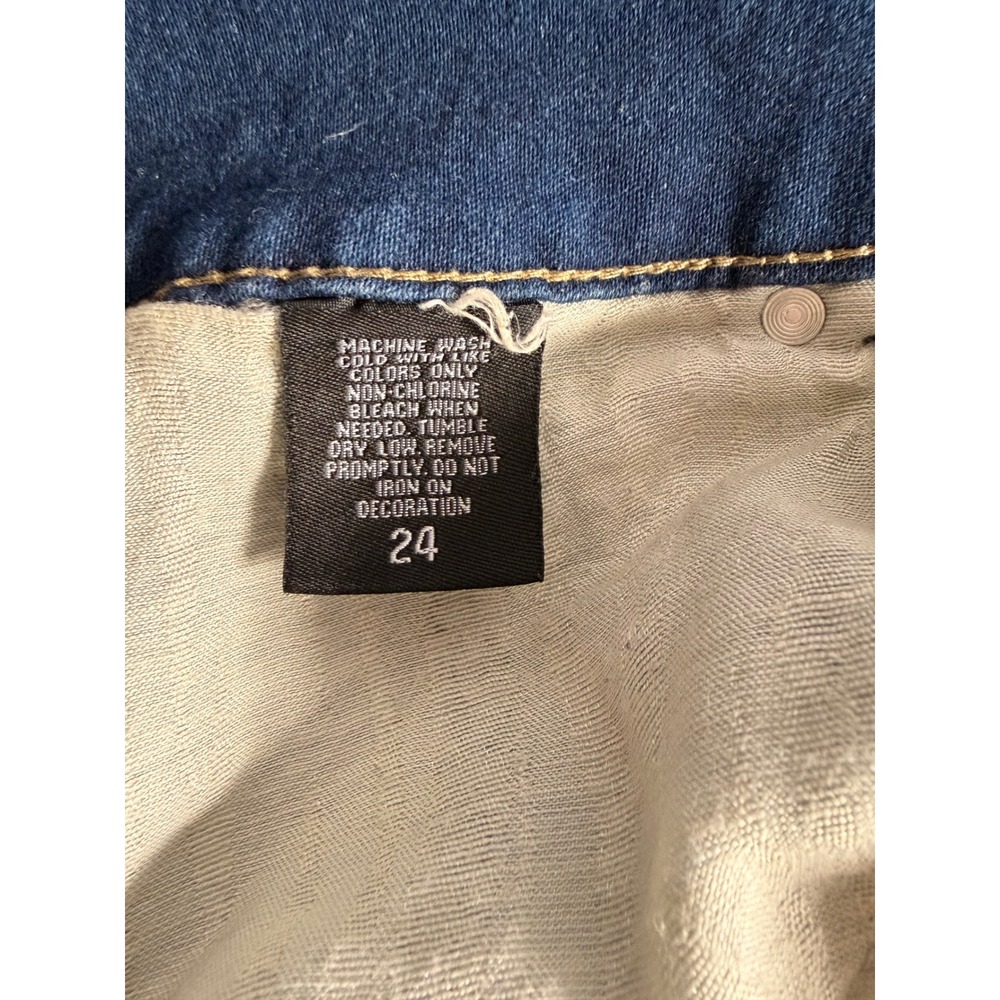DAZL Distressed Skinny Jeans 24 Blue Medium Acid Wash Shredded High Rise Plus - Picture 7 of 7